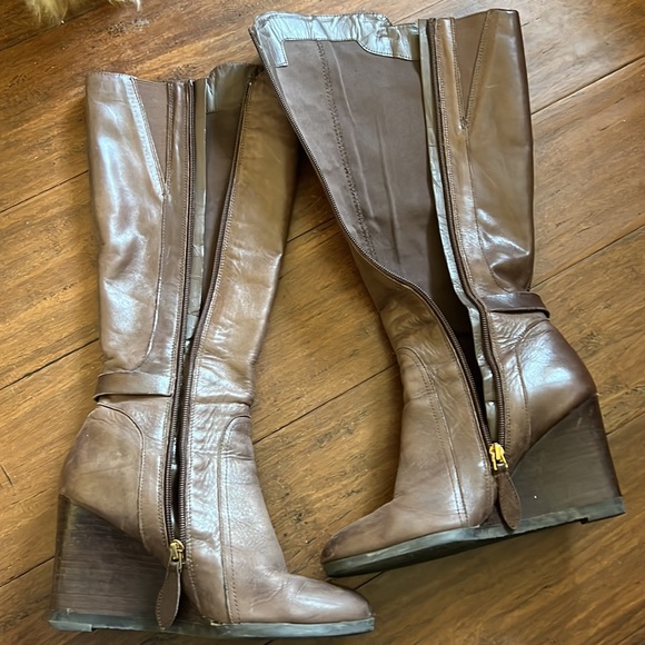 Franco Sarto Knee-high, leather boots very soft, brown boots, 3 inch heel - Picture 3 of 4